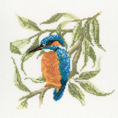 Kingfisher Cross Stitch Kit  Heritage Crafts (Evenweave)