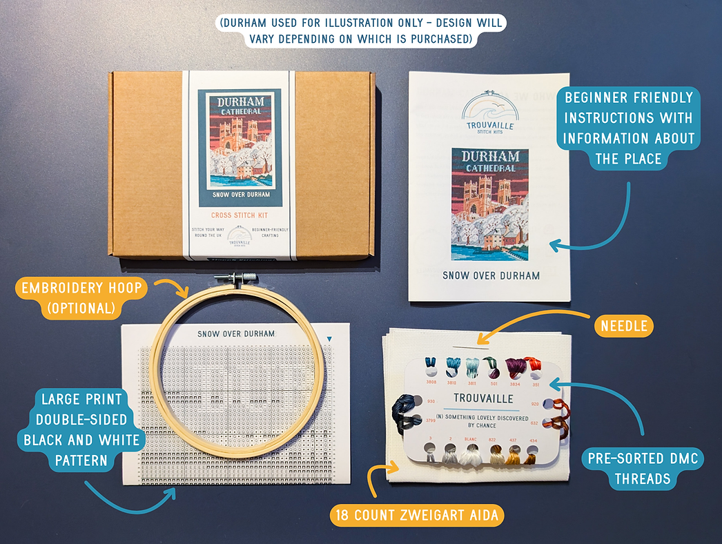 Snow Over Durham Cross Stitch Kit - Trouvaille Stitch Kits