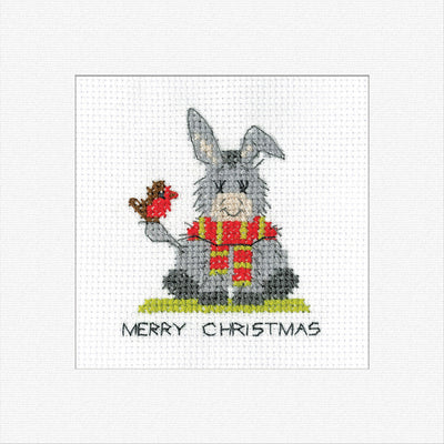 Donkey Christmas Scarf Cross Stitch Card - Heritage Crafts