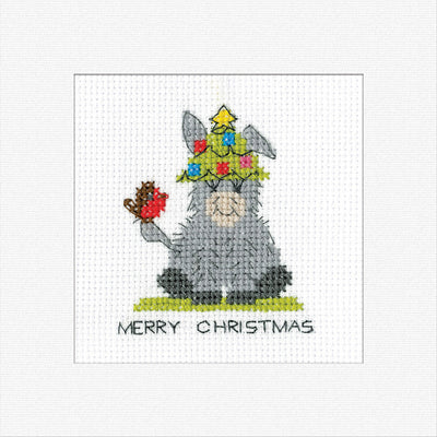 Donkey Tree Hat Cross Stitch Card - Heritage Crafts