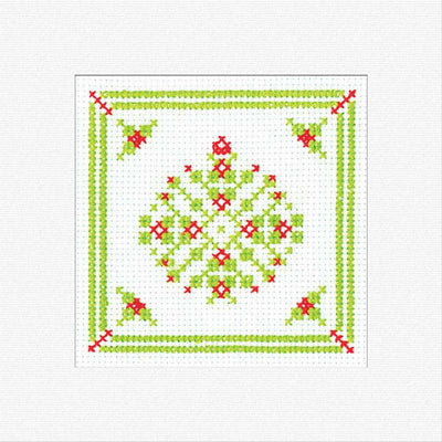 Christmas Holly Bauble Cross Stitch Card - Heritage Crafts