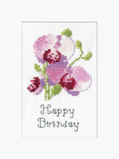 Orchid Cross Stitch Choice of Greetings Card - Heritage Crafts
