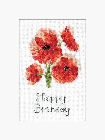 Poppy Cross Stitch Choice of Greetings Card - Heritage Crafts