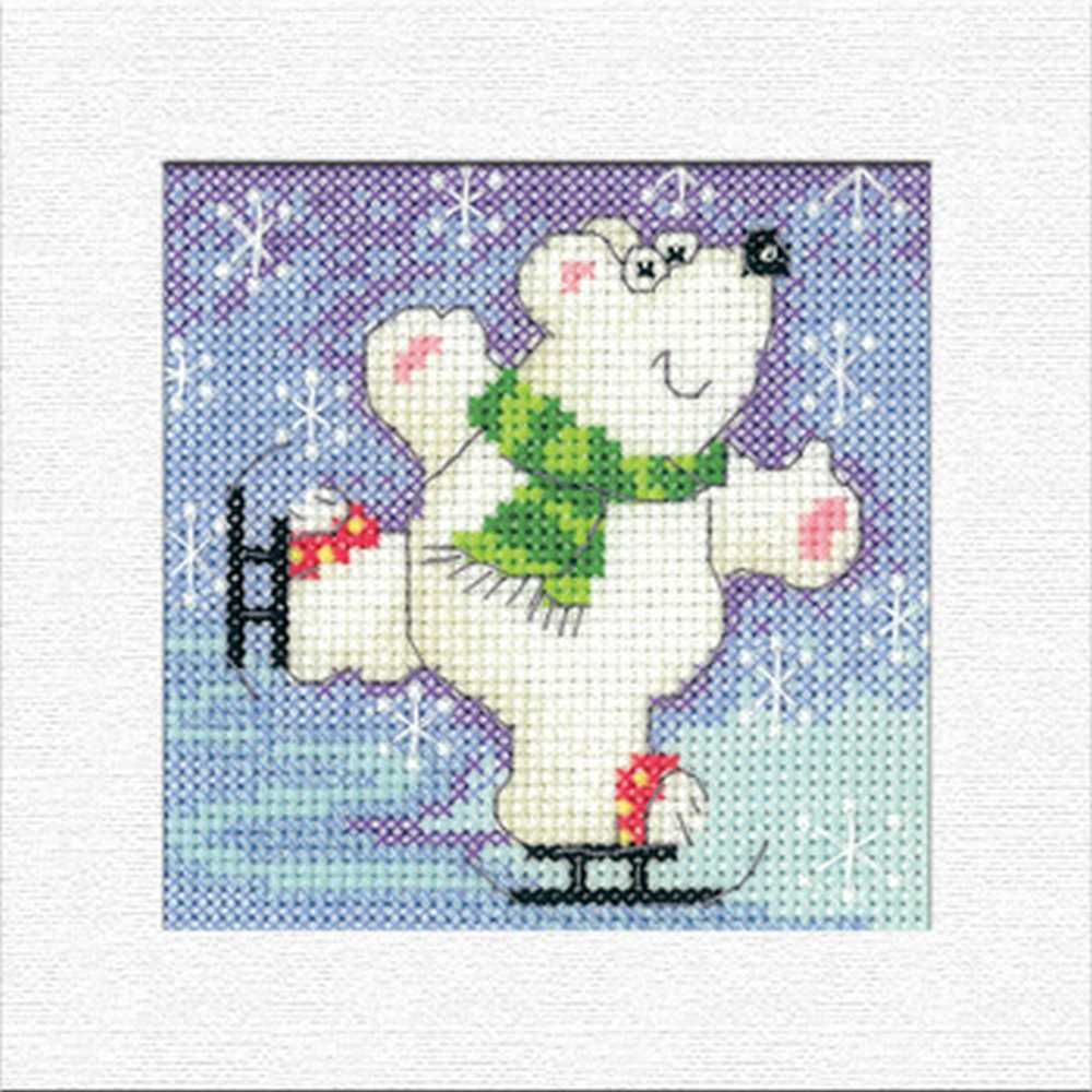 Polar Bear Christmas Card  Cross Stitch Heritage Crafts