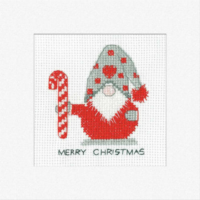 Candy Cane Christmas Cross Stitch Card - Gonk - Heritage Crafts