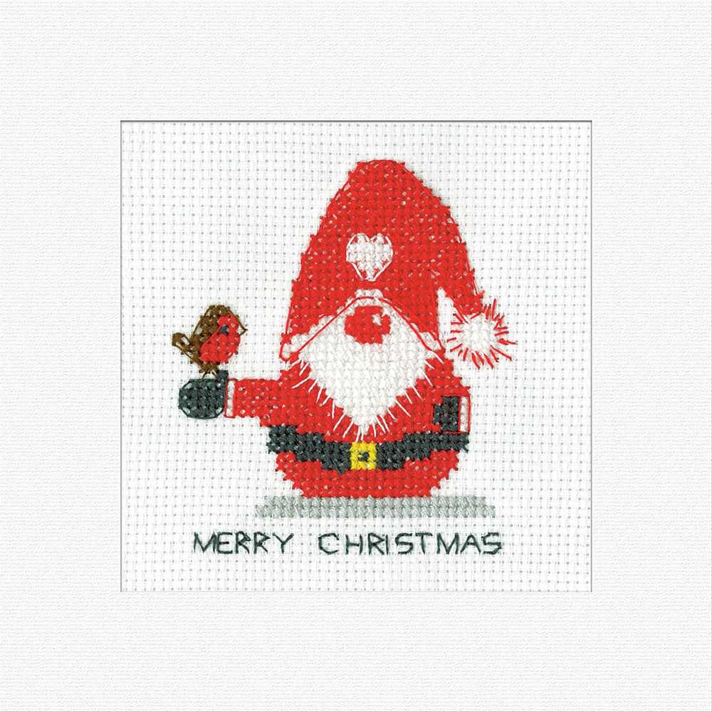 Father Christmas Cross Stitch Card - Gonk - Heritage Crafts