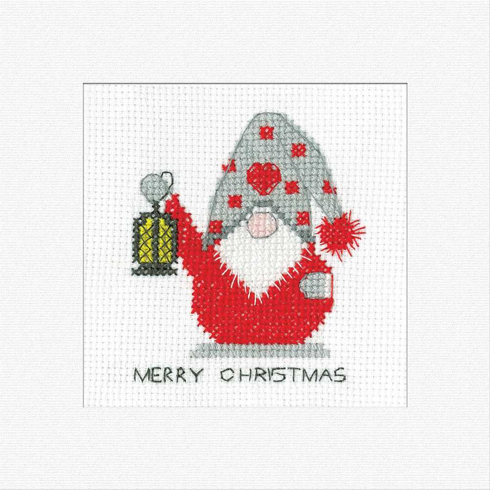 Christmas Lantern Cross Stitch Card - Gonk - Heritage Crafts