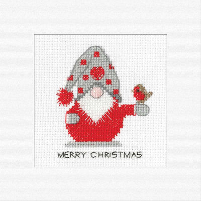 Christmas Robin Cross Stitch Card - Gonk - Heritage Crafts