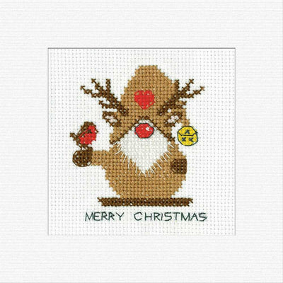 Rudolph Christmas Cross Stitch Card - Gonk - Heritage Crafts