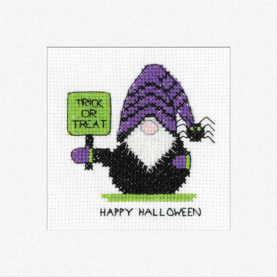 Trick or Treat Cross Stitch Card - Gonk - Heritage Crafts