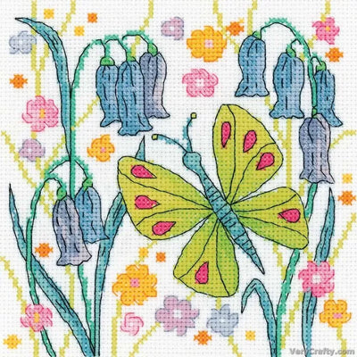 Green Butterfly  Cross Stitch Kit Heritage Crafts SALE