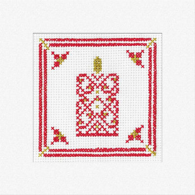 Christmas Filigree Candle (Red) Cross Stitch Card - Heritage Crafts