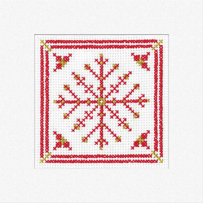 Christmas Snowflake (Red) Cross Stitch Card - Heritage Crafts