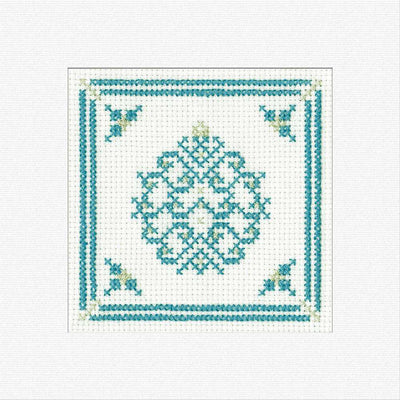 Christmas Filigree Bauble (Teal) Cross Stitch Card - Heritage Crafts