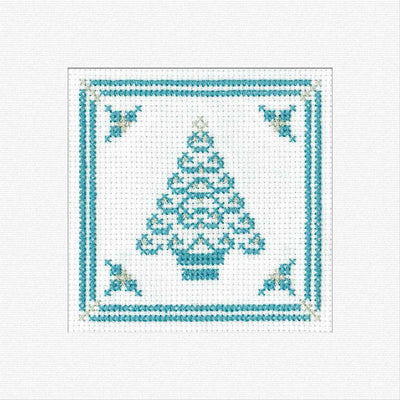 Christmas Filigree Tree (Teal) Cross Stitch Card - Heritage Crafts