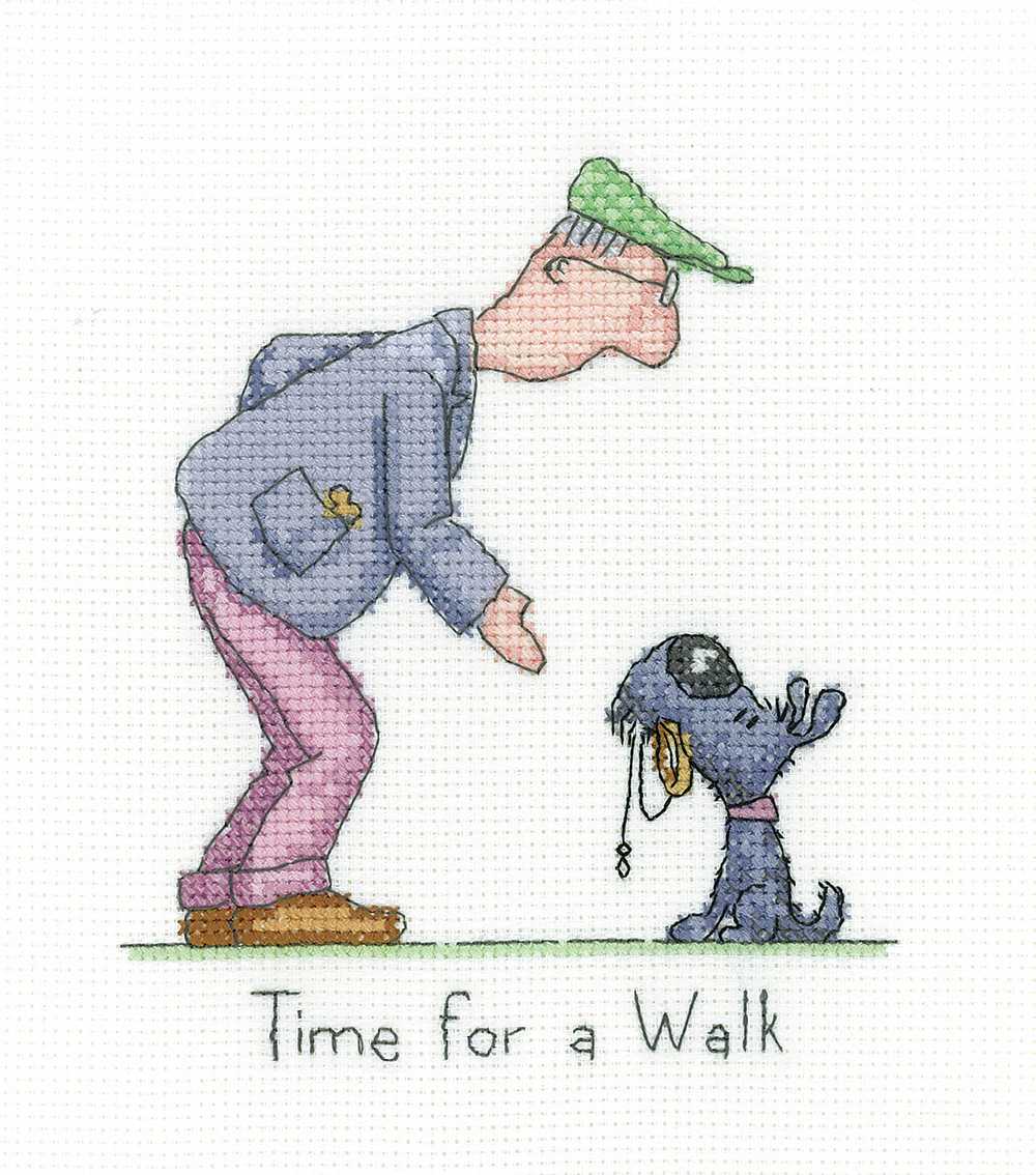 Time for a Walk Golden Years  Cross Stitch Heritage Crafts