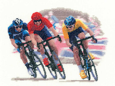 Cycle Race  Cross Stitch Kit Heritage Crafts (Evenweave)