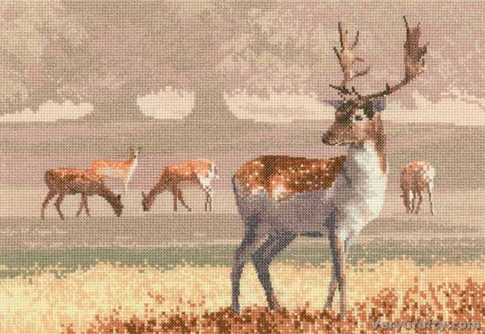 Deer Park  Cross Stitch Kit Heritage Crafts (Evenweave)