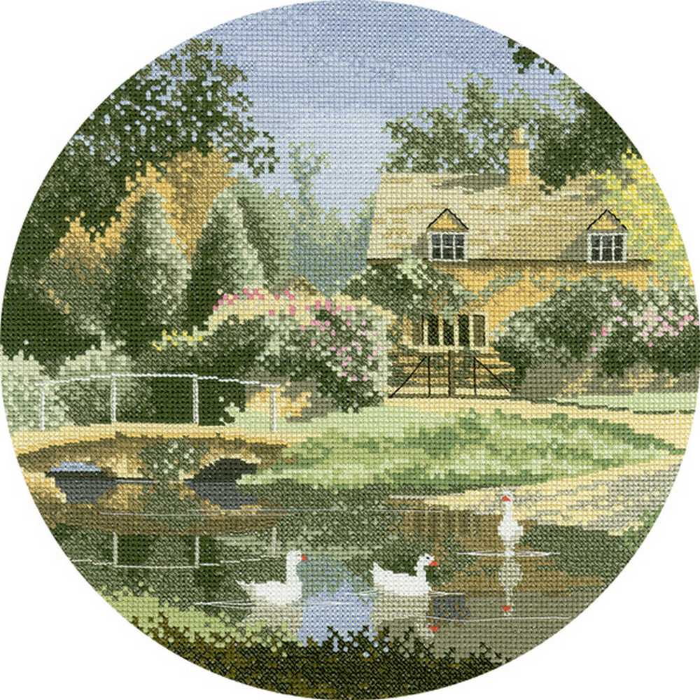 Ford Way John Clayton Circles Cross Stitch Kit Heritage Crafts (Evenweave)