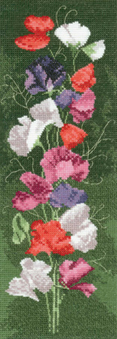 Sweet Pea Flower Panel Cross Stitch CHART Heritage Crafts