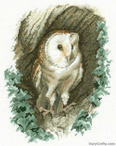 Barn Owl Cross Stitch Kit Heritage Crafts (Evenweave)