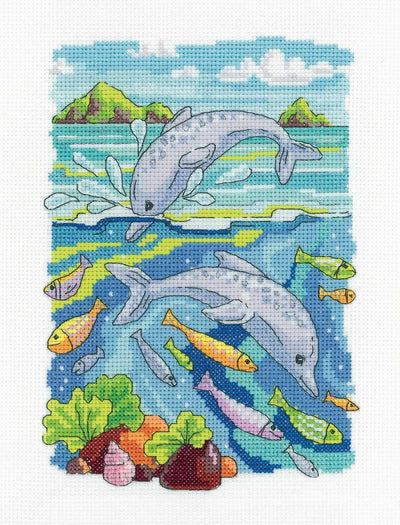 Dolphins  Cross Stitch Kit Heritage Crafts