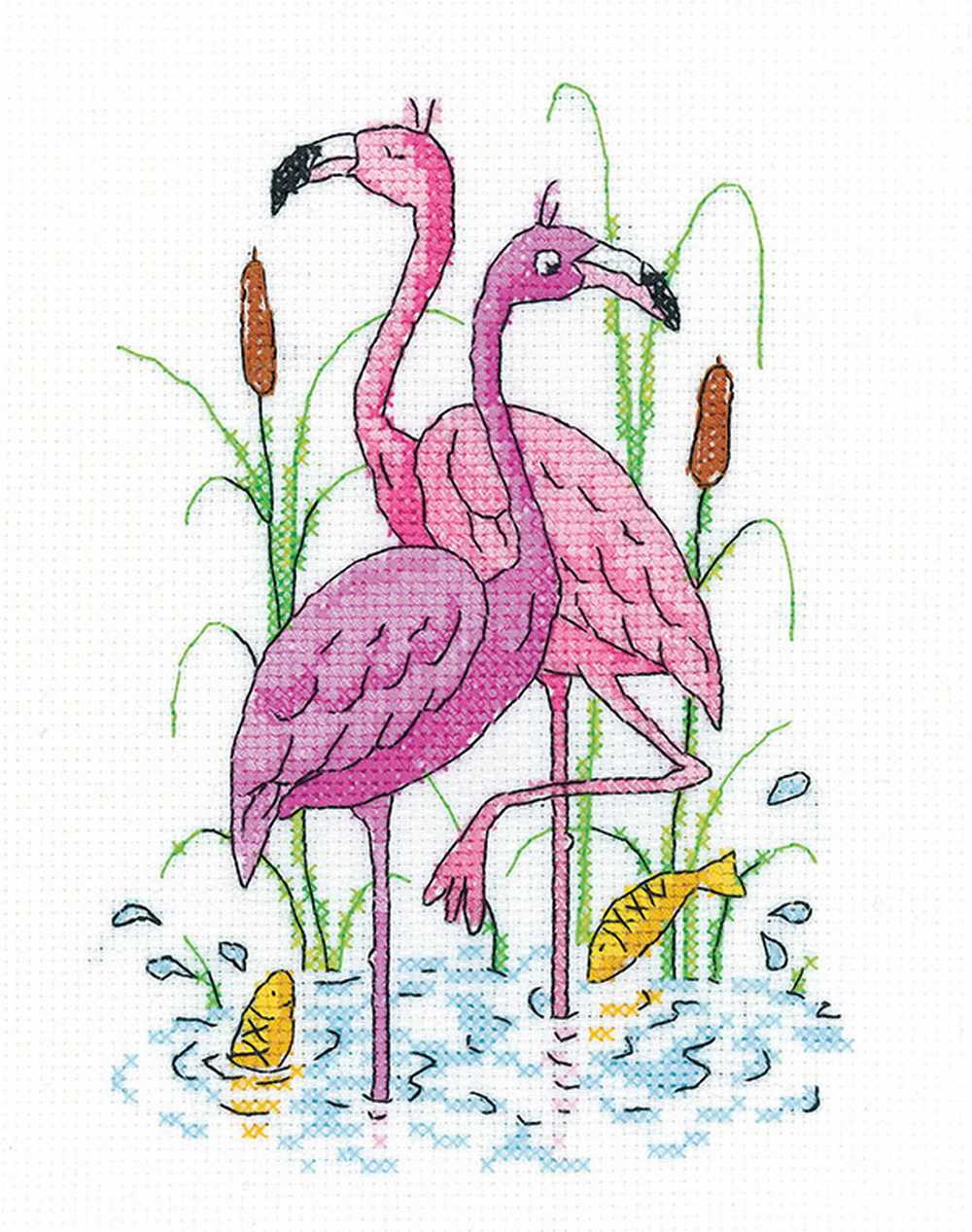 Flamingos  Cross Stitch Kit Heritage Crafts