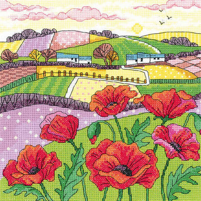 Poppy  Landscape  Cross Stitch Kit Heritage Crafts