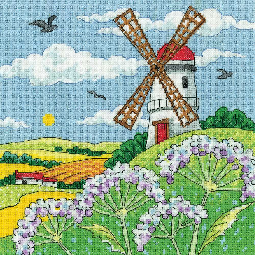 Windmill Landscape  Cross Stitch Kit Heritage Crafts (Evenweave) SALE