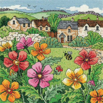 Country Village  Cross Stitch Kit Heritage Crafts (Evenweave)