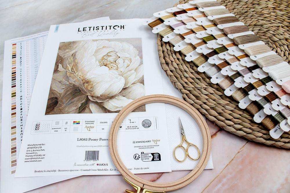 Peony Poses Cross Stitch Kit - Letitstitch