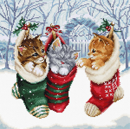 Snowy Kitties Cross Stitch Kit - Letitstitch