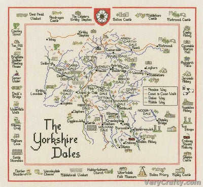 The Yorkshire Dales Map Cross Stitch Kit Heritage Crafts