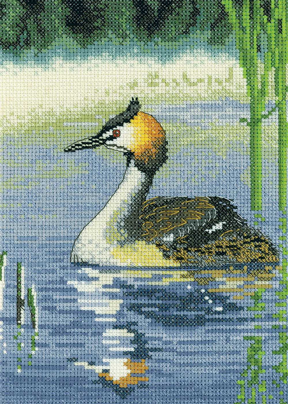 Grebe  Cross Stitch Kit Heritage Crafts (Evenweave)