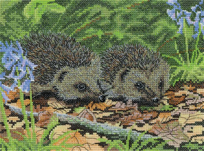 Hedgehogs in Spring Cross Stitch Kit Heritage Crafts (Evenweave)