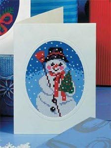 Snowman Half Cross Stitch/Needlepoint Kit - Deer Christmas Card SALE
