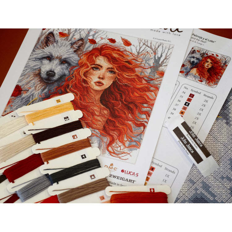 The Ginger Girl & The Wolf Cross Stitch Kit ~ AVA Stitch