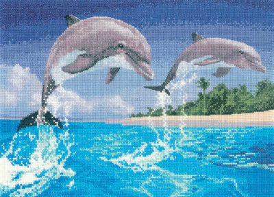 Dolphins  John Clayton Power and Grace Cross Stitch Kit Heritage Crafts