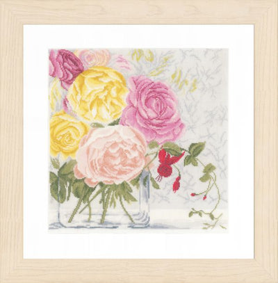 Pastel Flowers in Vase Cross Stitch Kit ~ Lanarte SALE