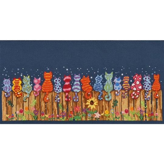 Cats On Fence Cross Stitch Kit ~ Vervaco SALE