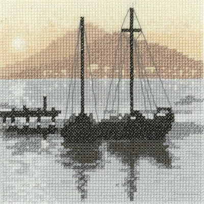Bay View Silhouettes Cross Stitch Kit Heritage Crafts (Evenweave)