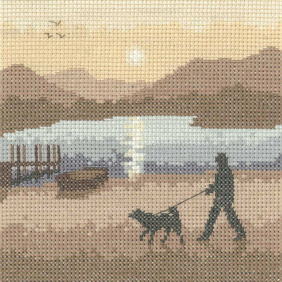 Sunset Stroll Silhouettes Cross Stitch Kit Heritage Crafts (Evenweave)