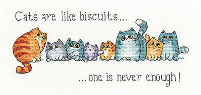 Cats and Biscuits  Cross Stitch Kit Heritage Crafts (Evenweave)