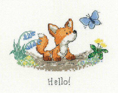 Hello - Little Fox - Cross Stitch Kit - Heritage Crafts