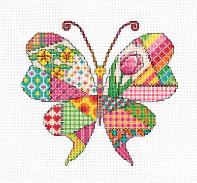 Patchwork Butterfly Cross Stitch Kit Heritage Crafts