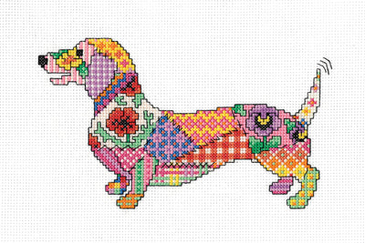 Patchwork Dog Cross Stitch Kit Heritage Crafts