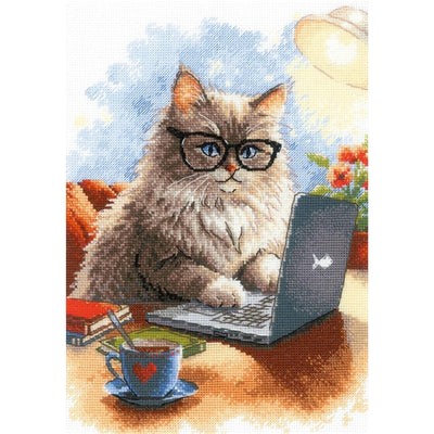 Writer of Meowmoirs Cross Stitch Kit -RIOLIS