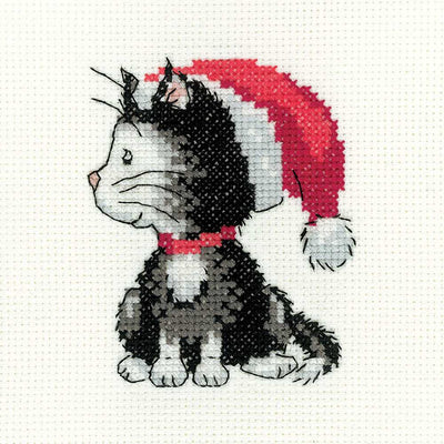 Black and White Christmas Kitten  Cross Stitch Kit Heritage Crafts