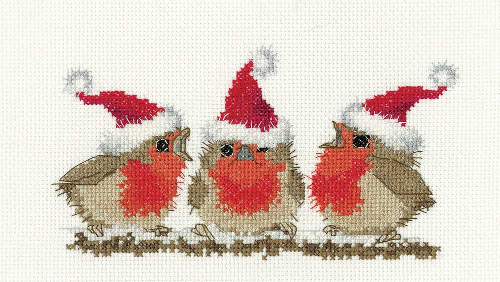 Festive Robins Cross Stitch Kit - Heritage Crafts