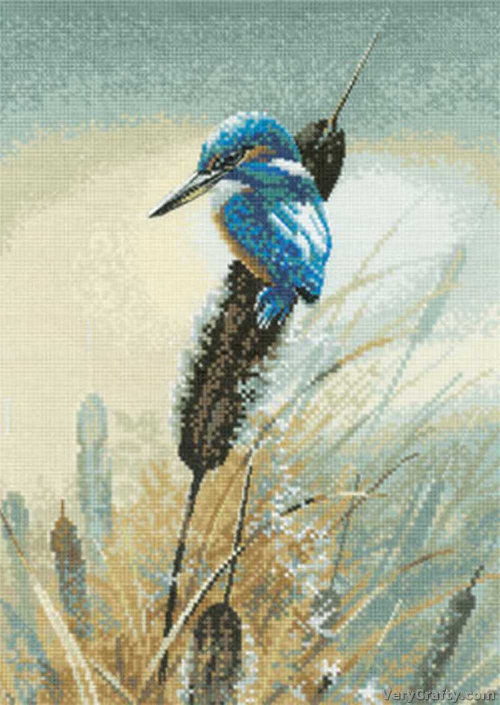 Little Fisher Kingfisher Cross Stitch Kit Heritage Crafts